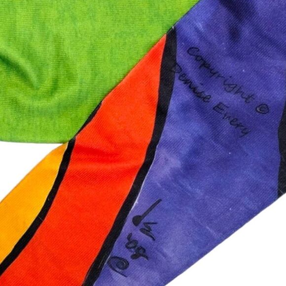 Womens Leggings Sz Small Cats Design Colorful Green Stretch Exercise Activewear - Picture 9 of 14